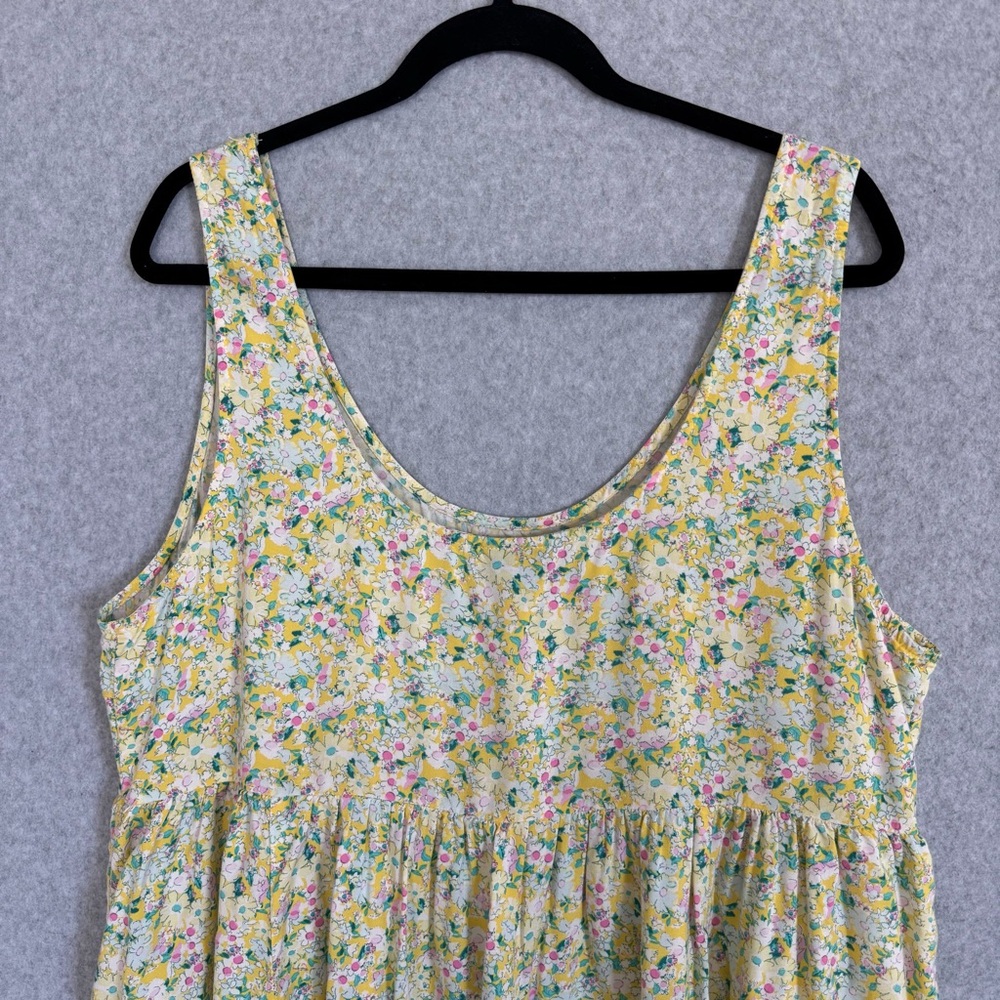Torrid Yellow Floral Dress Womens 1 1X 14-16 Mini Challis Tiered Sleeveless Tank - Picture 7 of 14